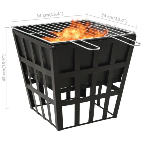 2-in-1 Fire Pit BBQ 34x34x48cm Steel - Image 6