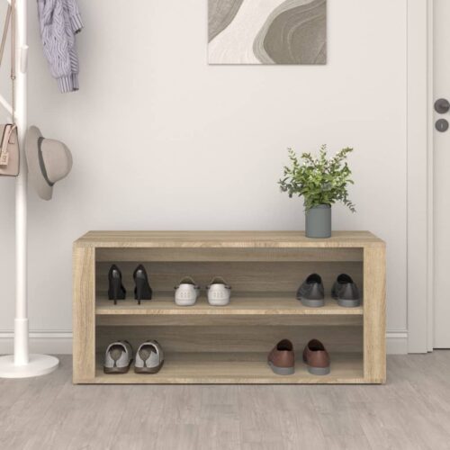 Shoe Rack Sonoma Oak 100x35x45cm Engineered Wood - Image 3