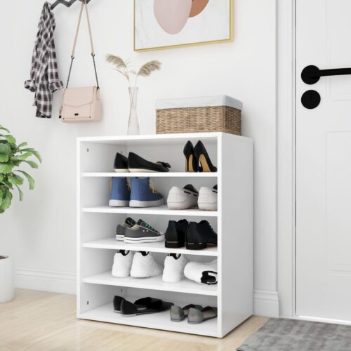 Wooden Shoe Cabinet 5-Tier Hallway Entry Hall Shelf Storage Rack Organiser White 60x35x70cm - Image 7