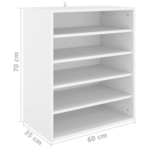 Wooden Shoe Cabinet 5-Tier Hallway Entry Hall Shelf Storage Rack Organiser White 60x35x70cm - Image 9