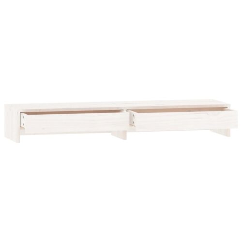 Monitor Stand White 100x27x15cm Solid Wood Pine - Image 6