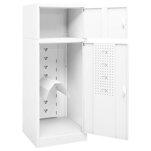 Lockable Steel Saddle Cabinet Equestrian Sports Horse Tack Storage Locker Shelf White 53x53x140cm - Image 5