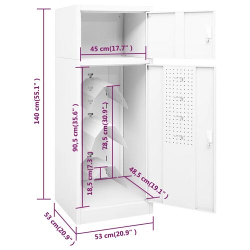 Lockable Steel Saddle Cabinet Equestrian Sports Horse Tack Storage Locker Shelf White 53x53x140cm - Image 9