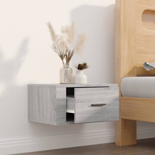 Wall-Mount Bedside Cabinet Grey Sonoma 50x36x25cm - Image 3