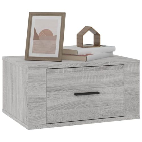 Wall-Mount Bedside Cabinet Grey Sonoma 50x36x25cm - Image 4