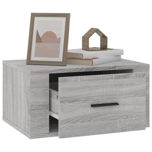 Wall-Mount Bedside Cabinet Grey Sonoma 50x36x25cm - Image 5