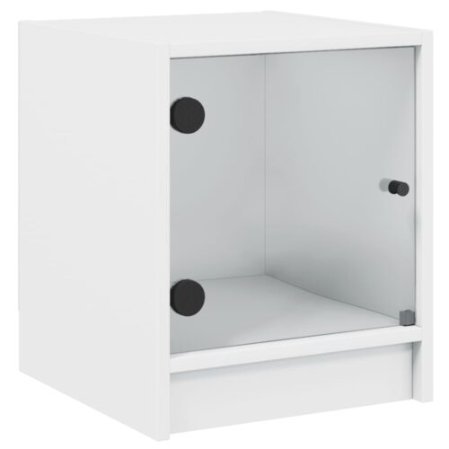 Bedside Cabinet with Glass Door White 35x37x42cm
