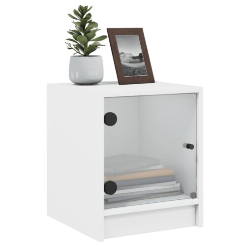 Bedside Cabinet with Glass Door White 35x37x42cm - Image 4