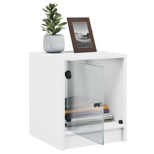 Bedside Cabinet with Glass Door White 35x37x42cm - Image 5