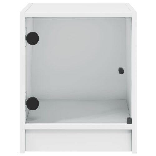 Bedside Cabinet with Glass Door White 35x37x42cm - Image 6