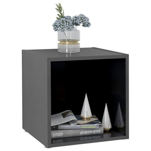 TV Cabinet High Gloss Grey 37x35x37cm Engineered Wood - Image 5