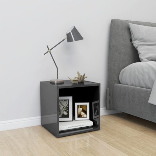 TV Cabinet High Gloss Grey 37x35x37cm Engineered Wood - Image 6