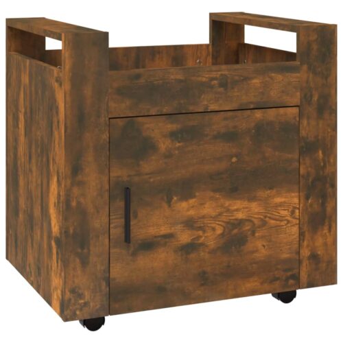 Desk Trolley Smoked Oak 60x45x60cm Engineered Wood