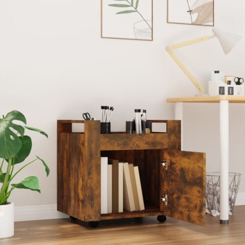 Desk Trolley Smoked Oak 60x45x60cm Engineered Wood - Image 3