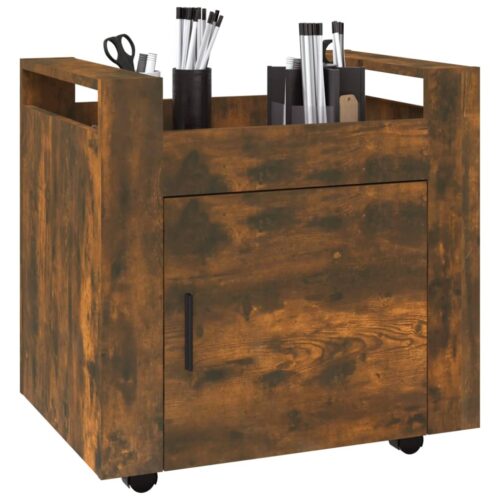 Desk Trolley Smoked Oak 60x45x60cm Engineered Wood - Image 4