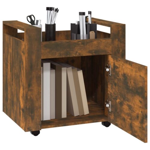 Desk Trolley Smoked Oak 60x45x60cm Engineered Wood - Image 5