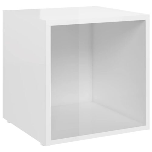 TV Cabinets 2pcs High Gloss White 37x35x37cm Engineered Wood - Image 3
