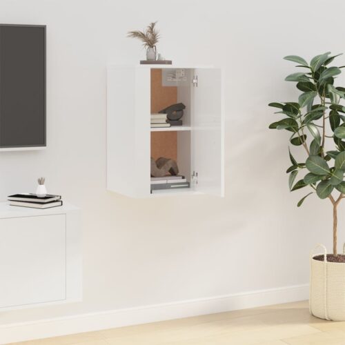 Wall Mounted TV Cabinet High Gloss White 40x34.5x60cm - Image 4