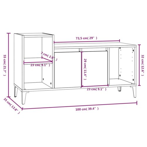 TV Cabinet Concrete Grey 100x35x55cm Engineered Wood - Image 10
