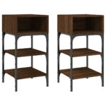Bedside Tables 2pcs Brown Oak 35x34.5x70cm Engineered Wood