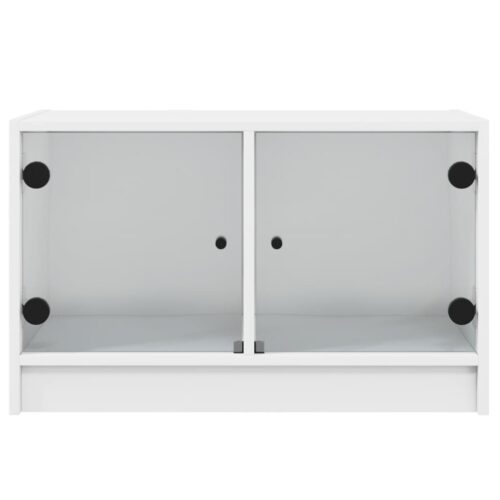 TV Cabinet with Glass Doors White 68x37x42cm - Image 6