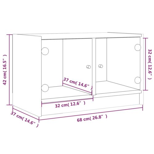 TV Cabinet with Glass Doors White 68x37x42cm - Image 11