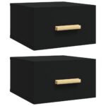 Wall-mounted Bedside Cabinets 2pcs Black 35x35x20cm