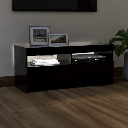 TV Cabinet with LED Lights Black 90x35x40cm - Image 3
