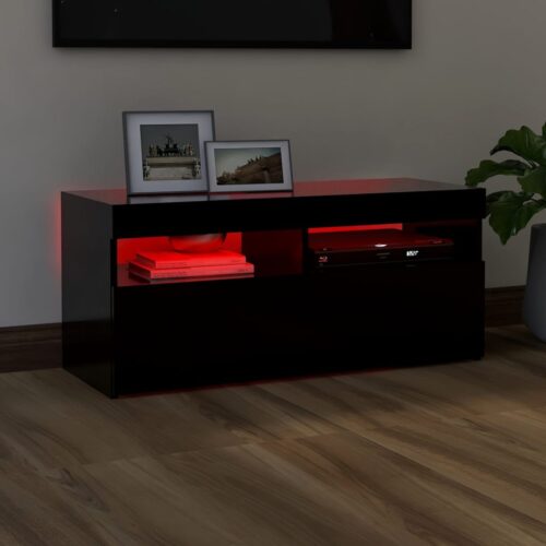 TV Cabinet with LED Lights Black 90x35x40cm - Image 5
