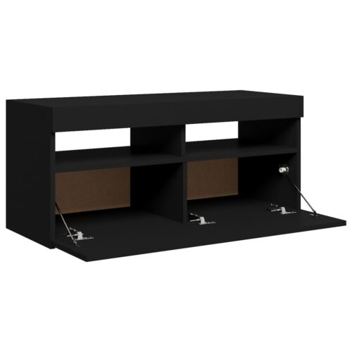 TV Cabinet with LED Lights Black 90x35x40cm - Image 8