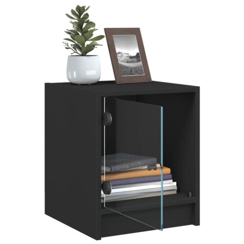 Bedside Cabinets with Glass Doors 2pcs Black 35x37x42cm - Image 5