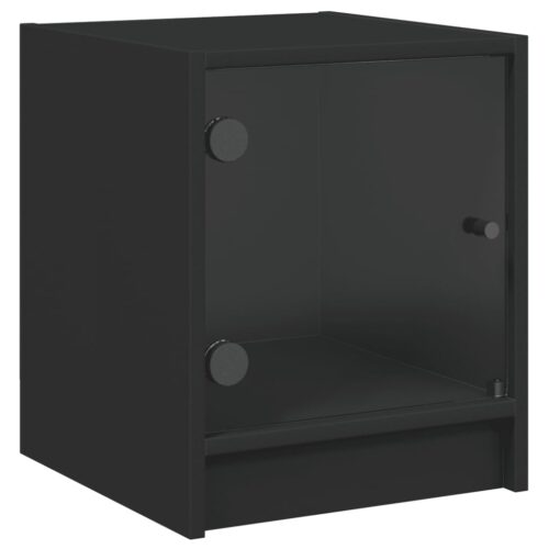 Bedside Cabinets with Glass Doors 2pcs Black 35x37x42cm - Image 6