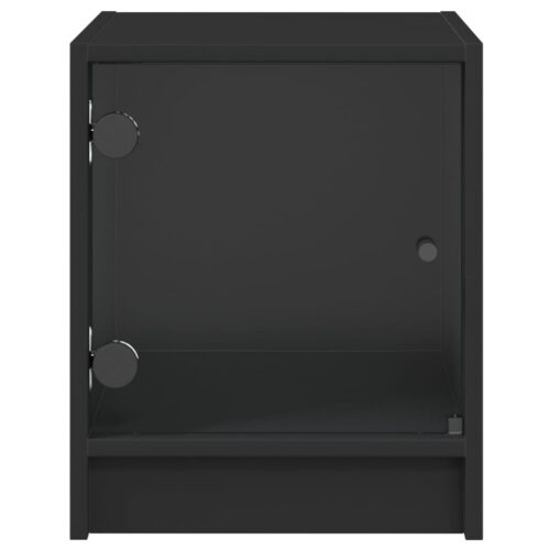Bedside Cabinets with Glass Doors 2pcs Black 35x37x42cm - Image 7