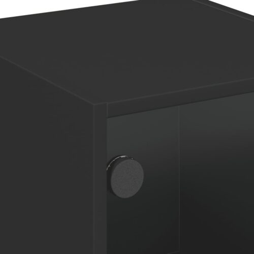 Bedside Cabinets with Glass Doors 2pcs Black 35x37x42cm - Image 10