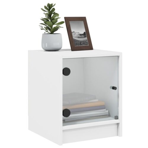Bedside Cabinets with Glass Doors 2pcs White 35x37x42cm - Image 4