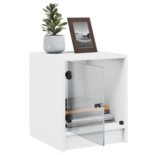 Bedside Cabinets with Glass Doors 2pcs White 35x37x42cm - Image 5