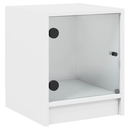 Bedside Cabinets with Glass Doors 2pcs White 35x37x42cm - Image 6