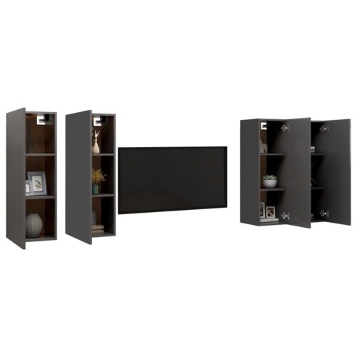 TV Cabinets 4pcs Grey 30.5x30x90cm Engineered Wood - Image 3