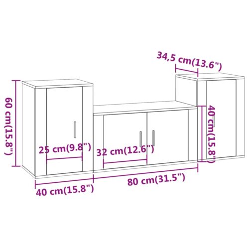 3-Piece TV Cabinet Set High Gloss White Engineered Wood - Image 8