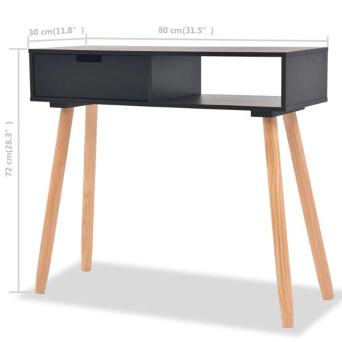 Console Table Solid Pinewood 80x30x72cm Black - Image 6
