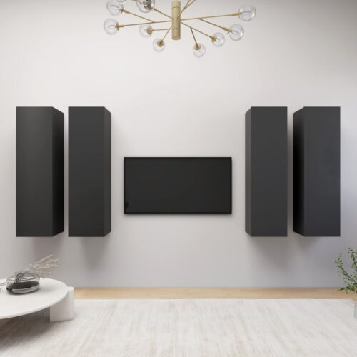 TV Cabinets 4pcs Grey 30.5x30x110cm Engineered Wood