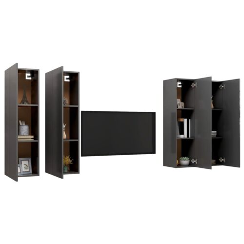 TV Cabinets 4pcs Grey 30.5x30x110cm Engineered Wood - Image 3