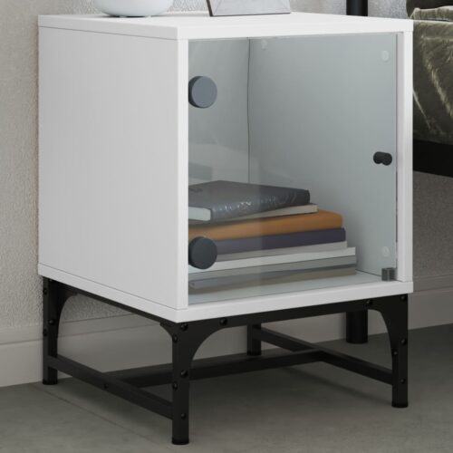 Bedside Cabinets with Glass Doors 2pcs White 35x37x50cm - Image 3