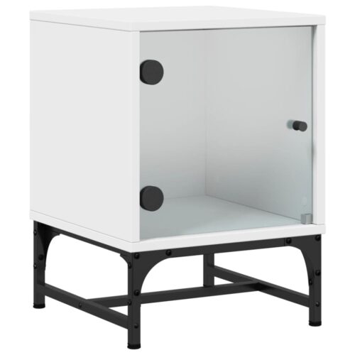 Bedside Cabinets with Glass Doors 2pcs White 35x37x50cm - Image 4