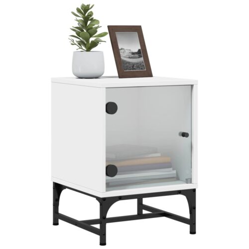 Bedside Cabinets with Glass Doors 2pcs White 35x37x50cm - Image 5