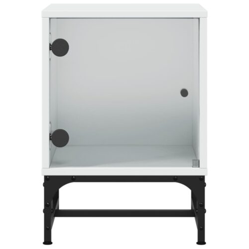 Bedside Cabinets with Glass Doors 2pcs White 35x37x50cm - Image 7