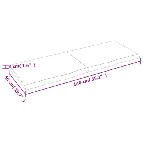 Table Top Light Brown 140x50x4cm Treated Solid Wood Oak DIY Desk Panel Board - Image 9