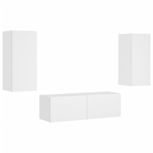 3-Piece TV Wall Cabinets with LED Lights White - Image 3