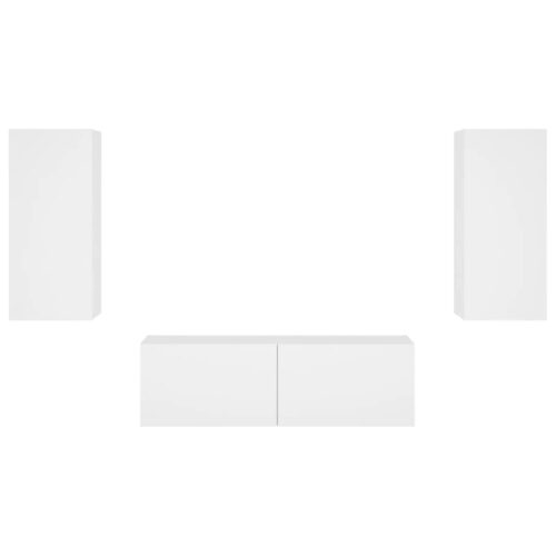 3-Piece TV Wall Cabinets with LED Lights White - Image 7