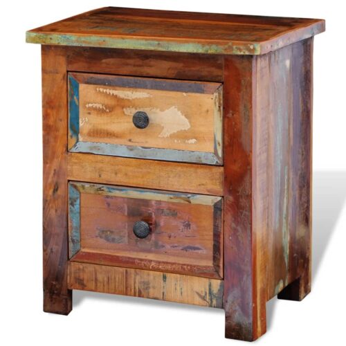 Nightstand with 2 Drawers Solid Reclaimed Wood - Image 2